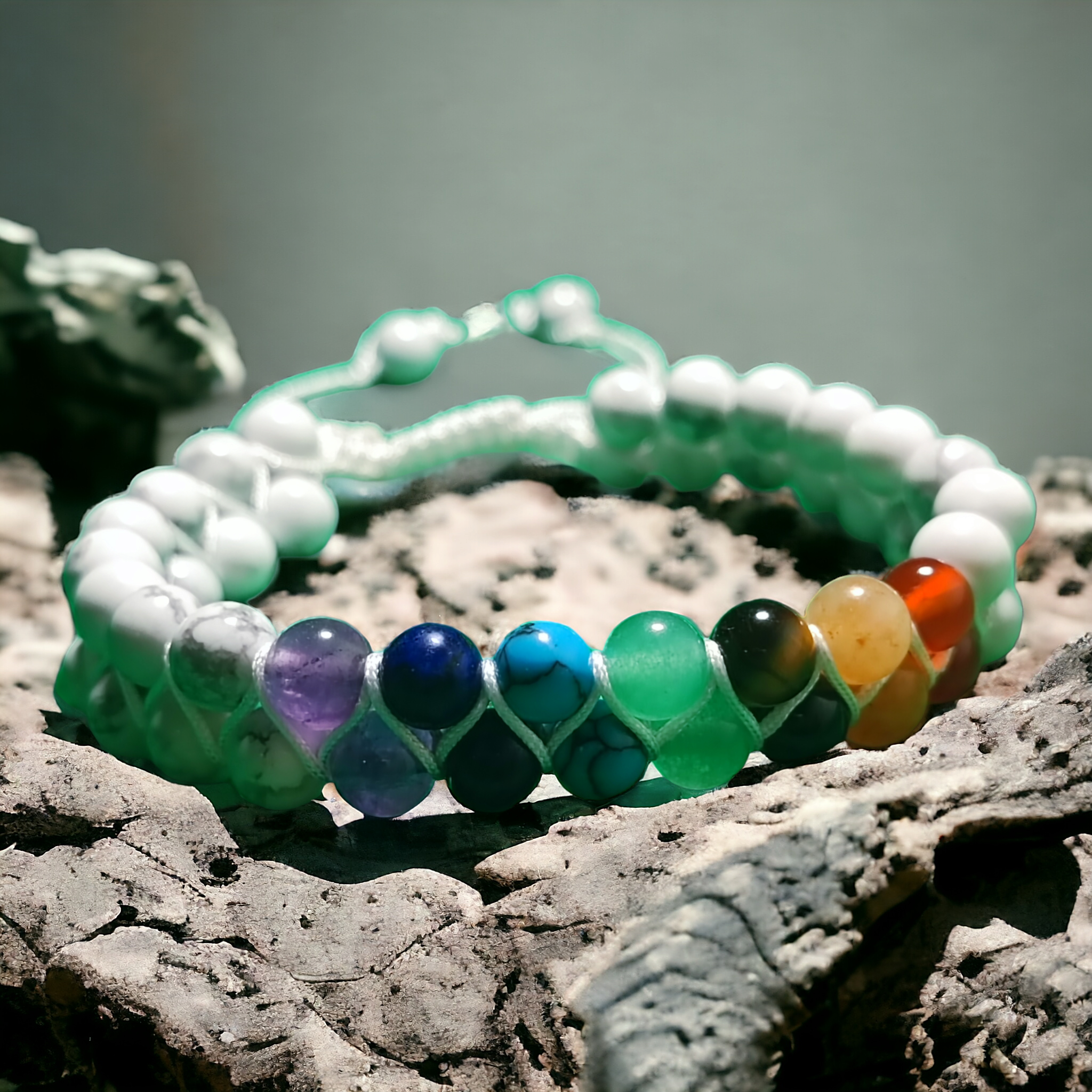 Journey of the Senses - Howlite Bracelet of the 7 Chakras