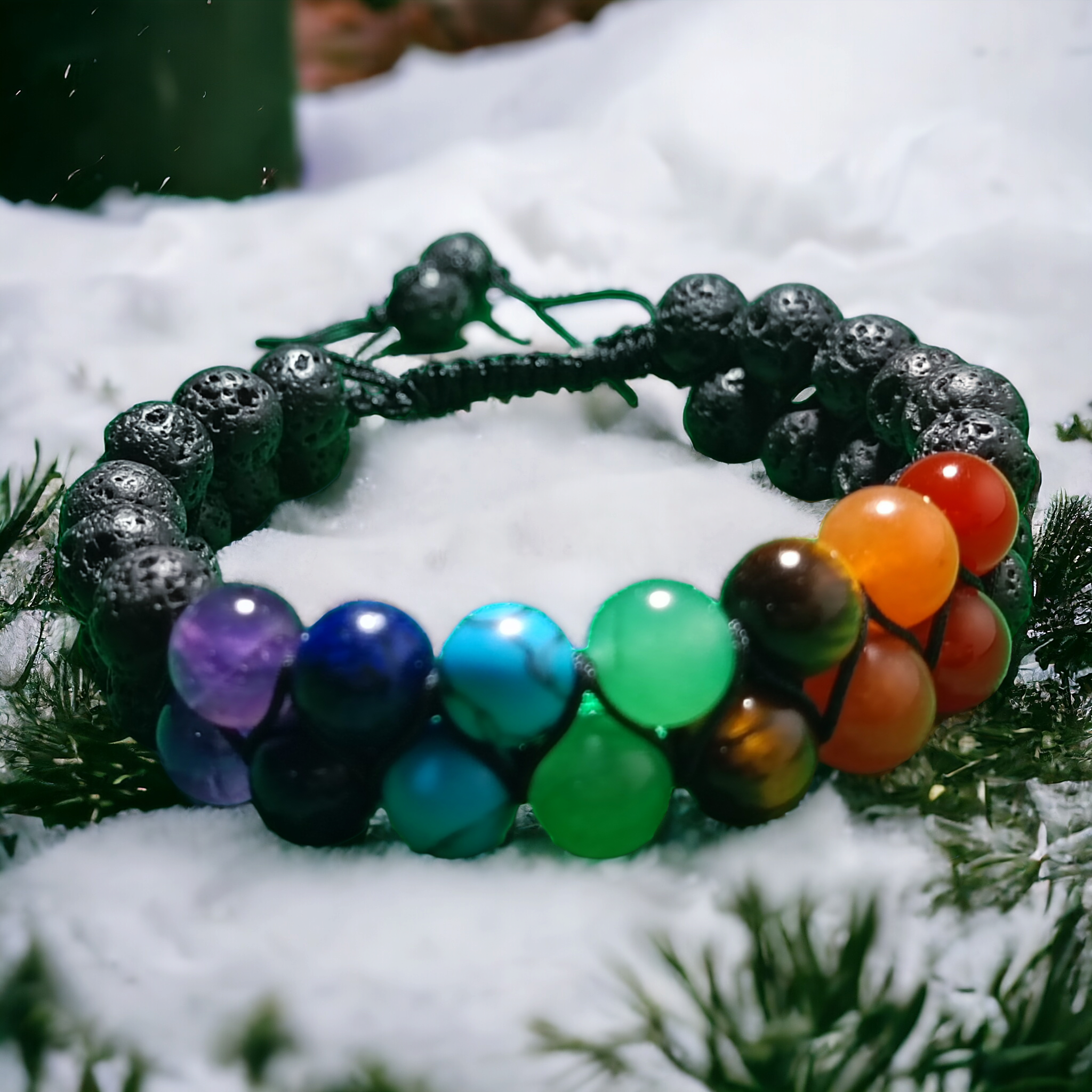 Volcanic Power - Lava Stone and 7 Chakra Bracelet
